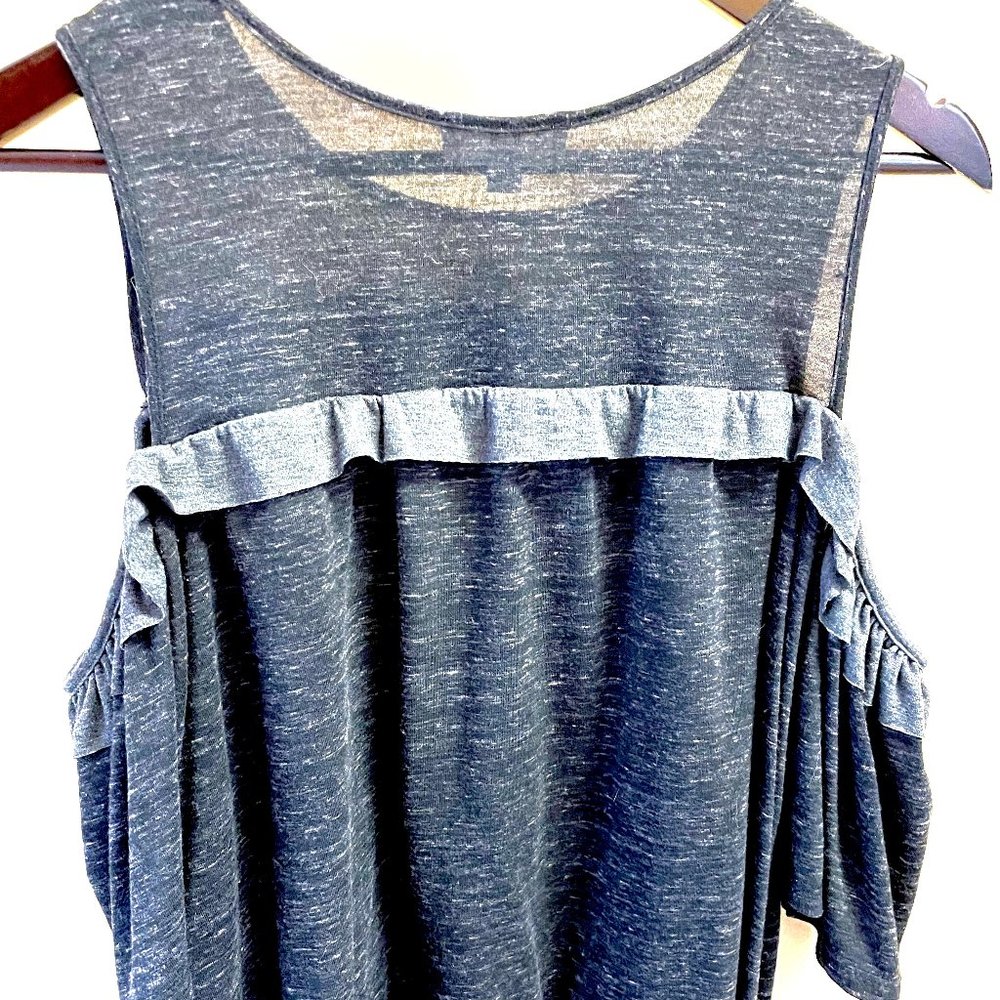 Layla THML Dark Gray Cold Shoulder Embroidered Top